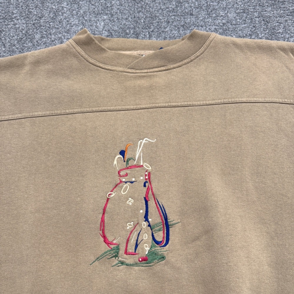 Crable‎ Sportswear Sweater Men's XL Golf Stained Embroidered Cotton Blend Beige - Picture 9 of 16